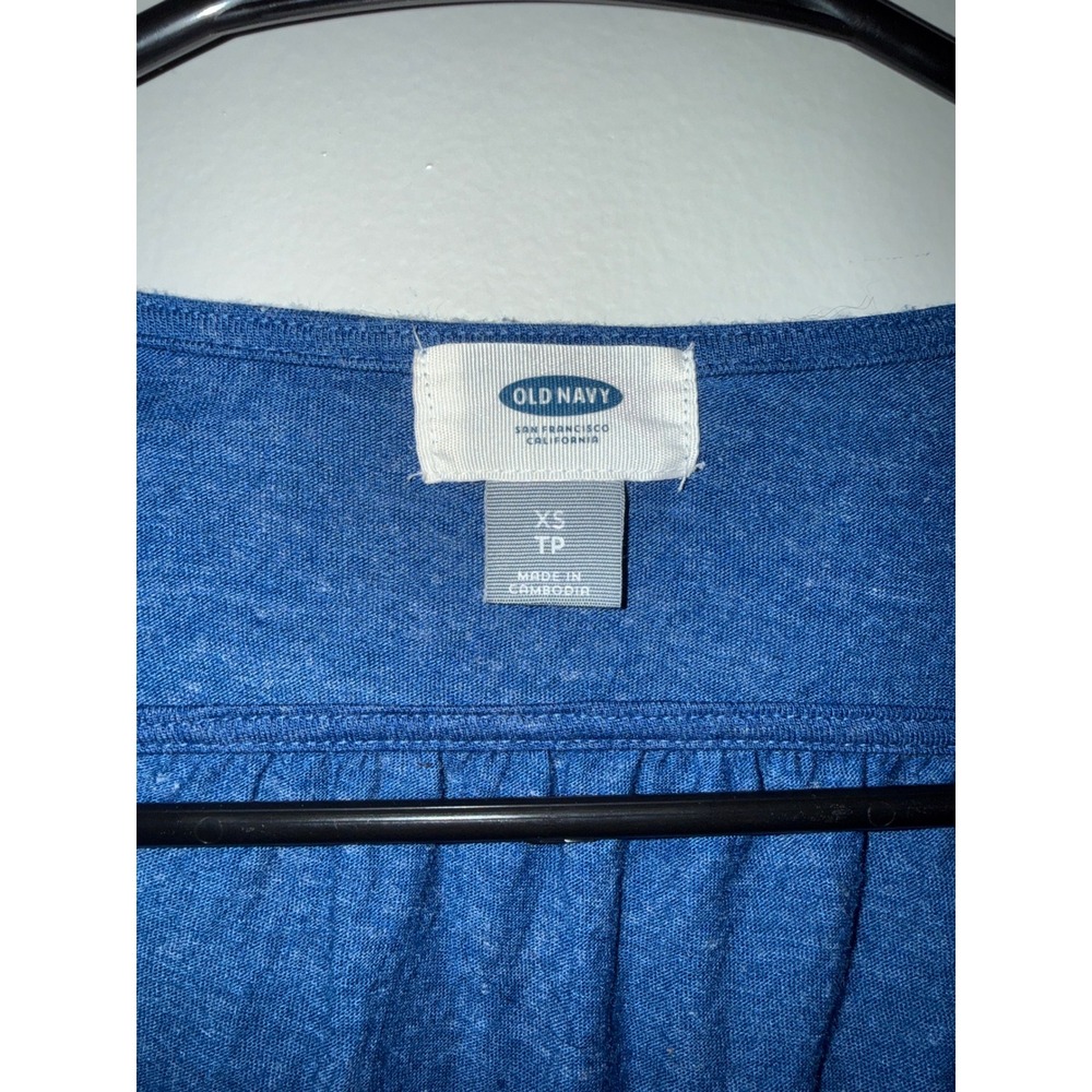 Old Navy Womens Blue Surplice Wrap Front Sleeveless Blouse Top XS Heathered - Picture 3 of 5